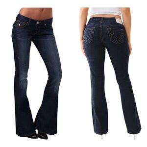 True Religion “Carrie” Low Rise Flare Jeans - Size 28 - Dark Indigo Wash EUC!